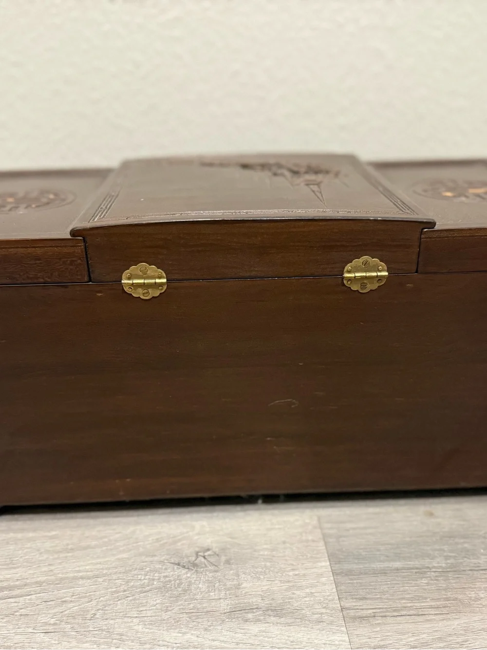 Decorative Blue Fabric-Lined Jewelry Box with Mirror - Brand Unspecified